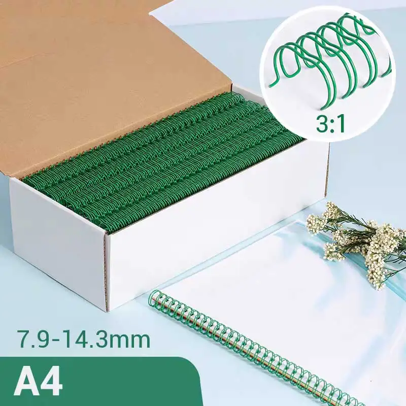 100pcs-twin-loop-wire-binding-double-wire-binding-rings-wire-3-1-pitch-iron-34-holes-green-double-loop-binding-books-suitable