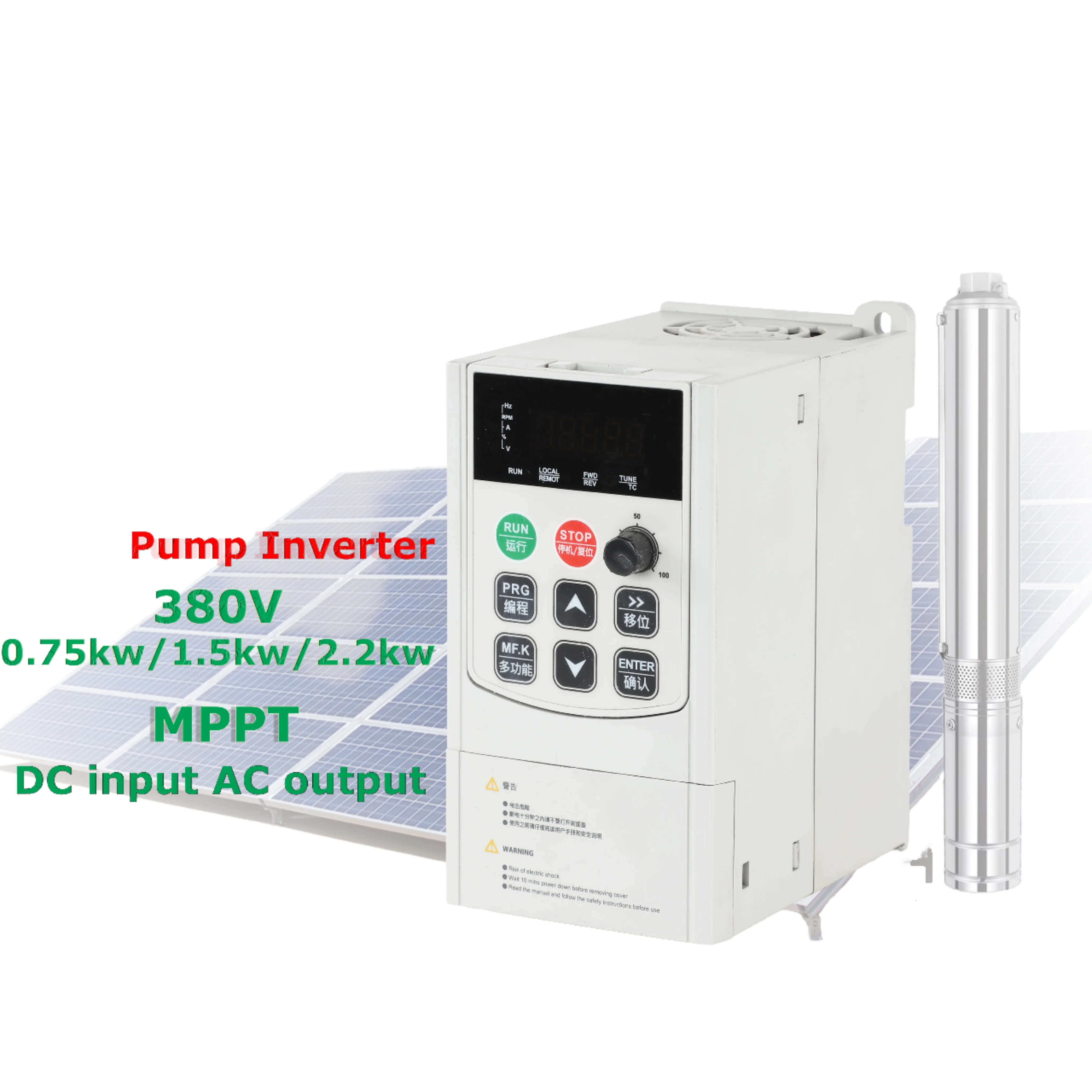 

Adjustable Speed 0.75kW to 2.2kW Solar VFD Pump Inverter Single Phase 220V Variable Frequency Drive for Solar Energy Systems