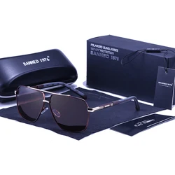 2024  Hot Sell Male Sunglasses Big Size Men Polarized Driving Sun Glasses Fashion Eyewear Light Large Metal Frame Gift Package