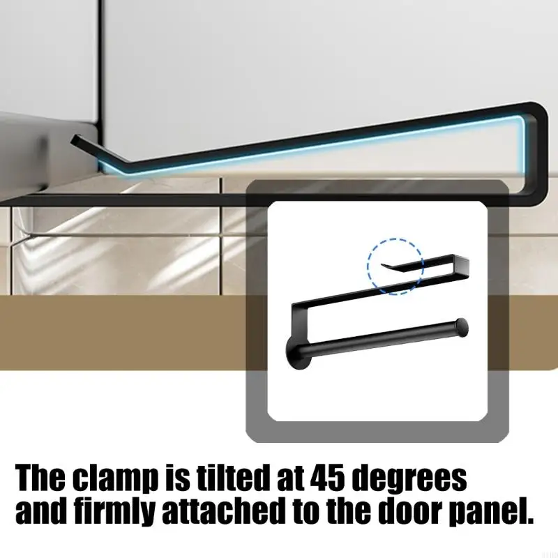   Space Saving Kitchen Paper Roll Holder Cling Film Storage Rack Under Cabinet Storage Shelf Bathroom Towel Rack