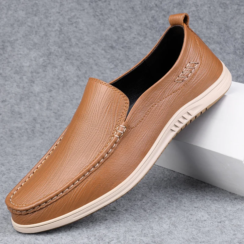 Men Genuine Leather Shoes 2022 New Casual Designer Shoes Slip On Fashion Summer Comfort Loafers Moccasins Men Driving Shoes