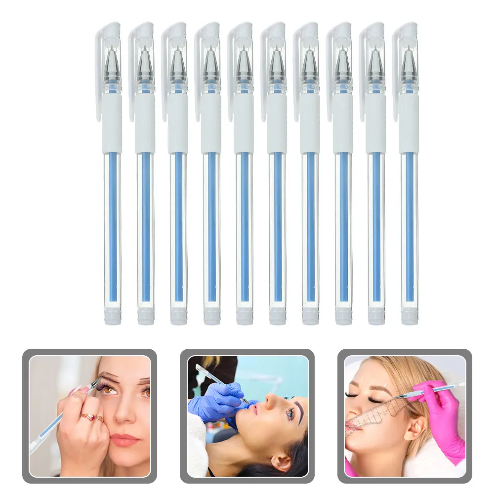

10Pcs Waterproof Skin Marking Pens Portable Marker Pen for Eyebrow Lip Surgery Tattoo Positioning Skin Tattooing Marker