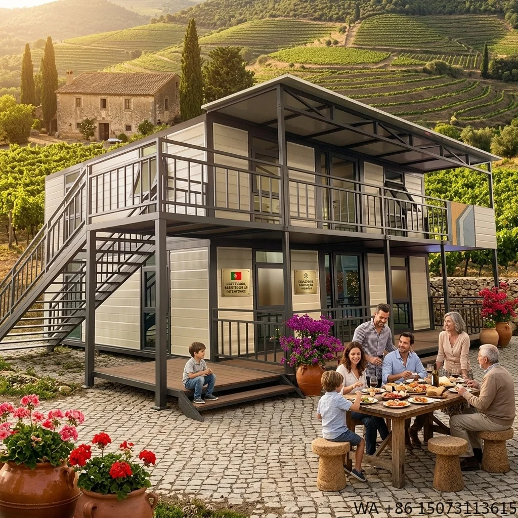 Cost-effective 40ft Prefabricated Mobile Homes Modern Duplex 2-storey Cozy Duplex House Balcony Kitchen Office Building Use