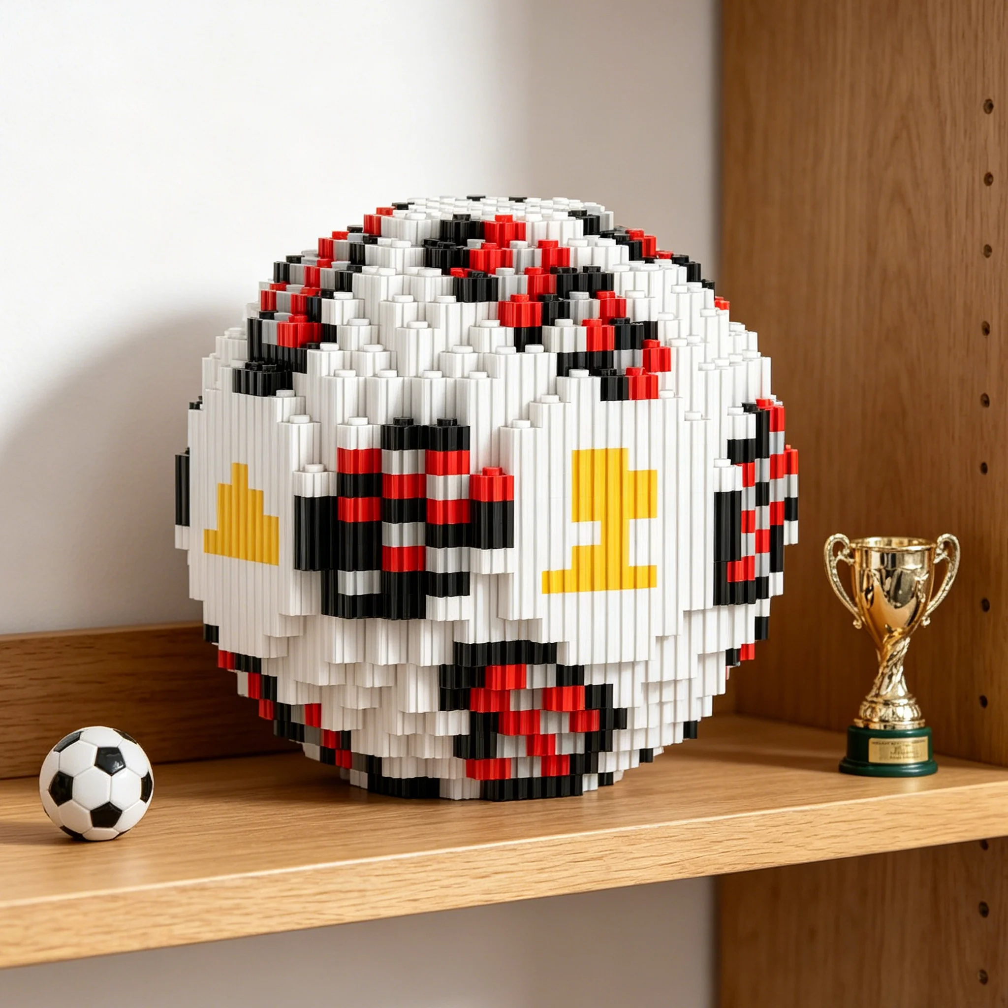 Fußball-Baustein-Set, Sport-Thema, pädagogisches Montagespielzeug, kreative Dekoration für Zuhause und Büro, perfektes Geschenk für Sportfans und Jungen