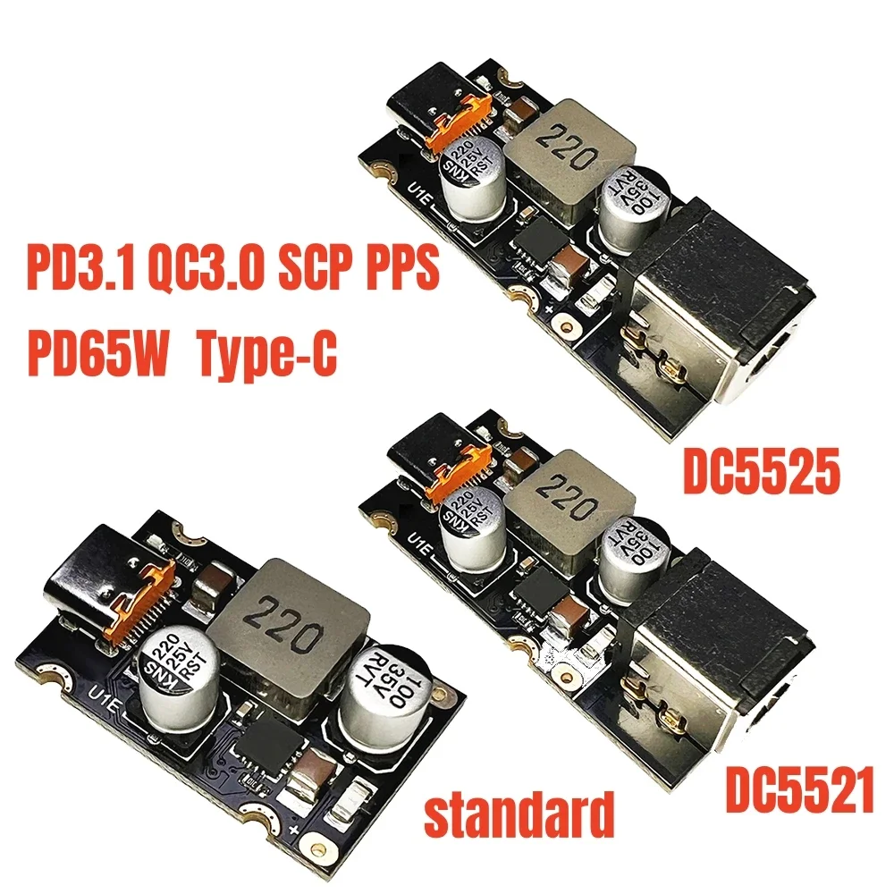 PD65W Fast Charging Module Type-C Interface PD3.1 PPS Fast Charging Adapter Module QC3.0 SCP PPS fast charging DC5525 DC5521