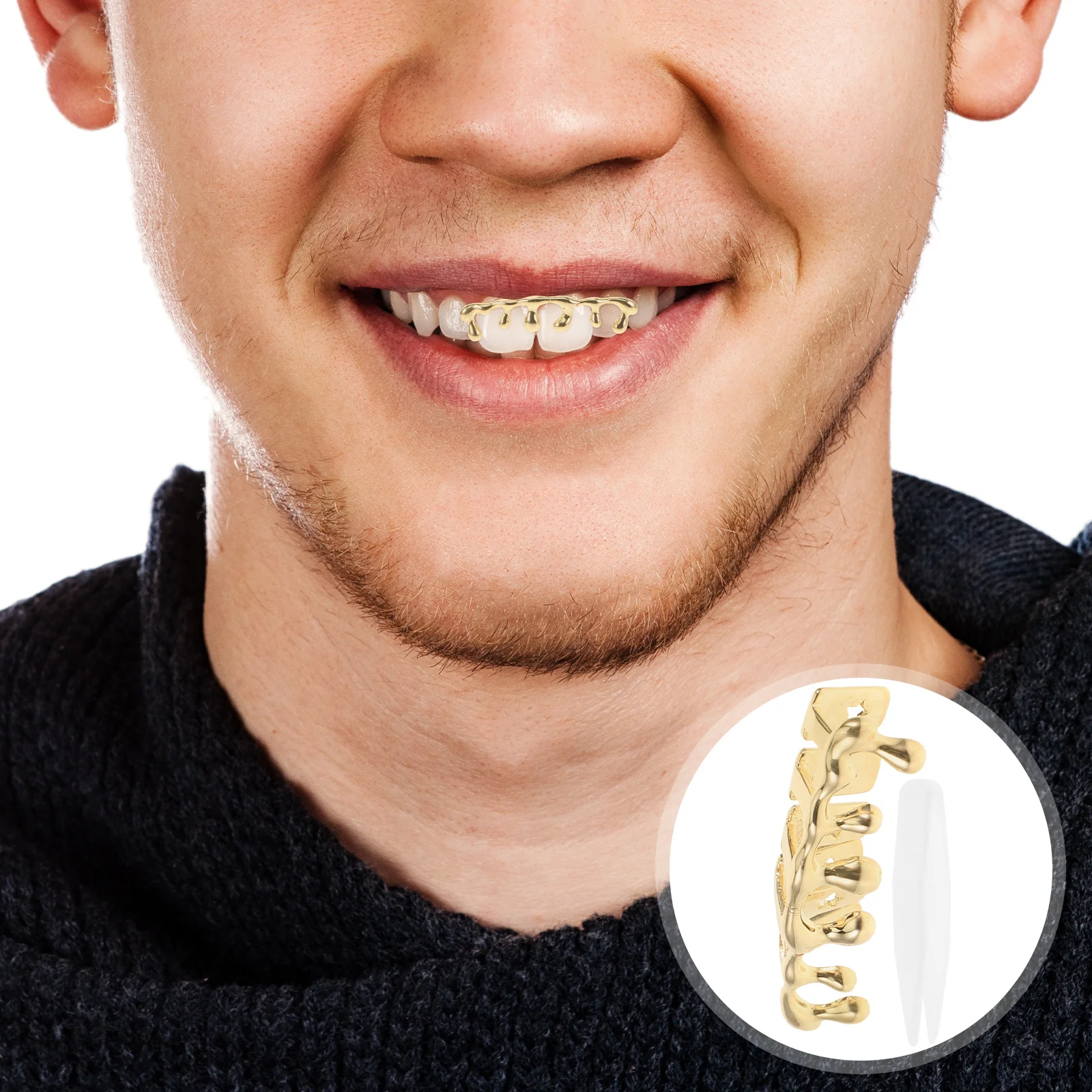 

Gold Drop Hip Fangs hop Teeth Caps Drip Copper Drip Teeth Cap Mouth Accessories Costume Party Essentials