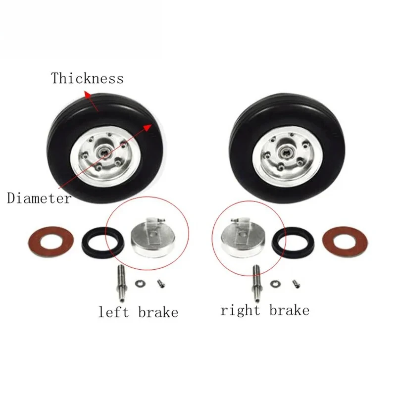 XFlight – roue de train d'atterrissage d'avion RC, 1 pièce, avec moyeu en aluminium, roulement de pneu en caoutchouc, roue de frein, accessoire de remplacement