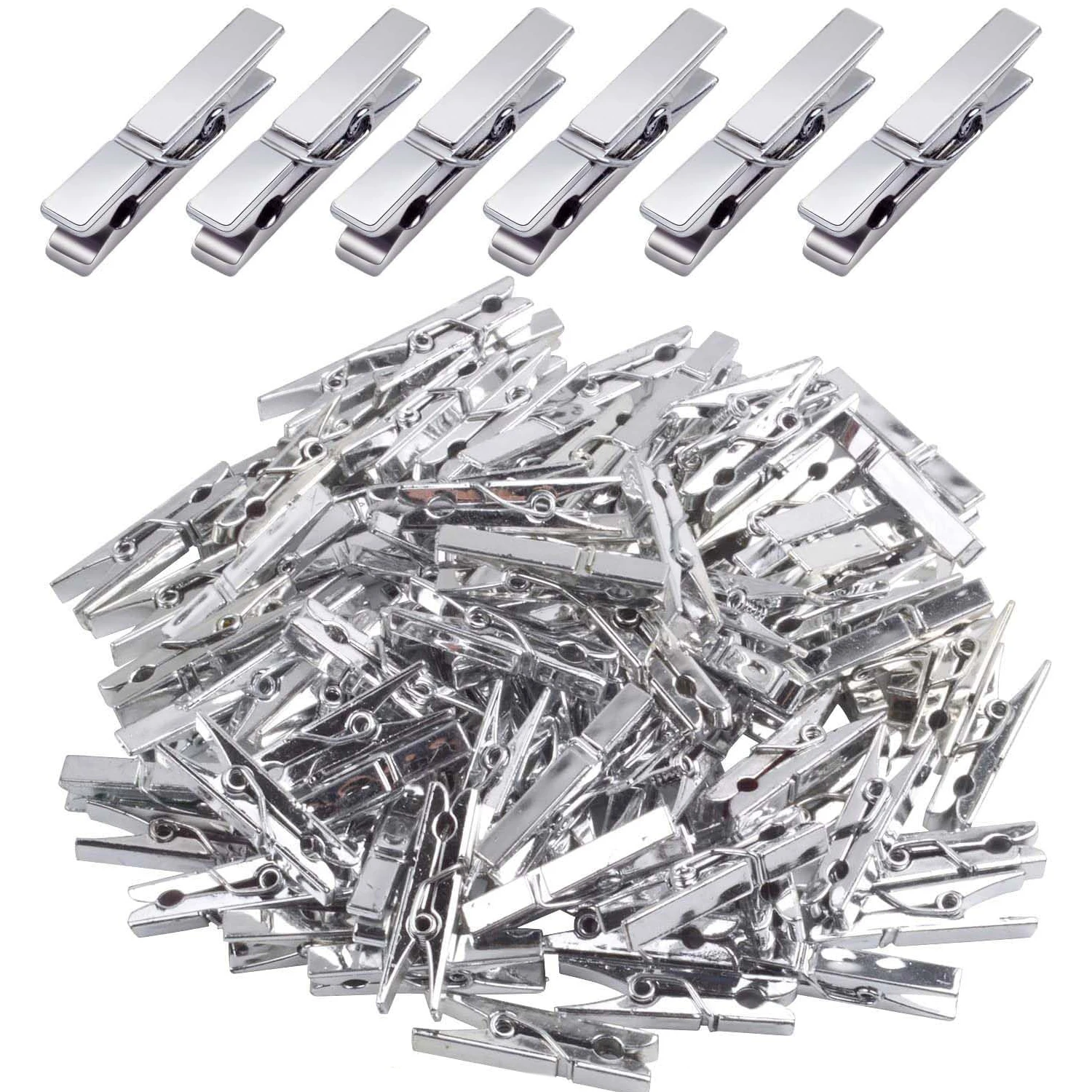 

Мини-прищепки, 100 штук, пластиковые зажимы для бумаги, прищепки для фотографий, зажимы для бельевой веревки, зажимы для рукоделия - серебристый цвет