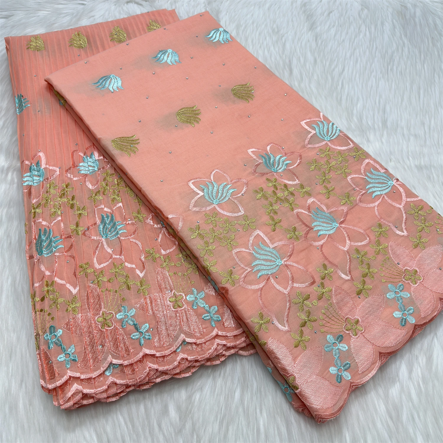 

5 + 5 ярдов комплект, швейцарская вуаль, камни, кружевная ткань, складная вышивка, африканский полиэстер, хлопок, складной популярный стиль Дубая, материал для вечеринки