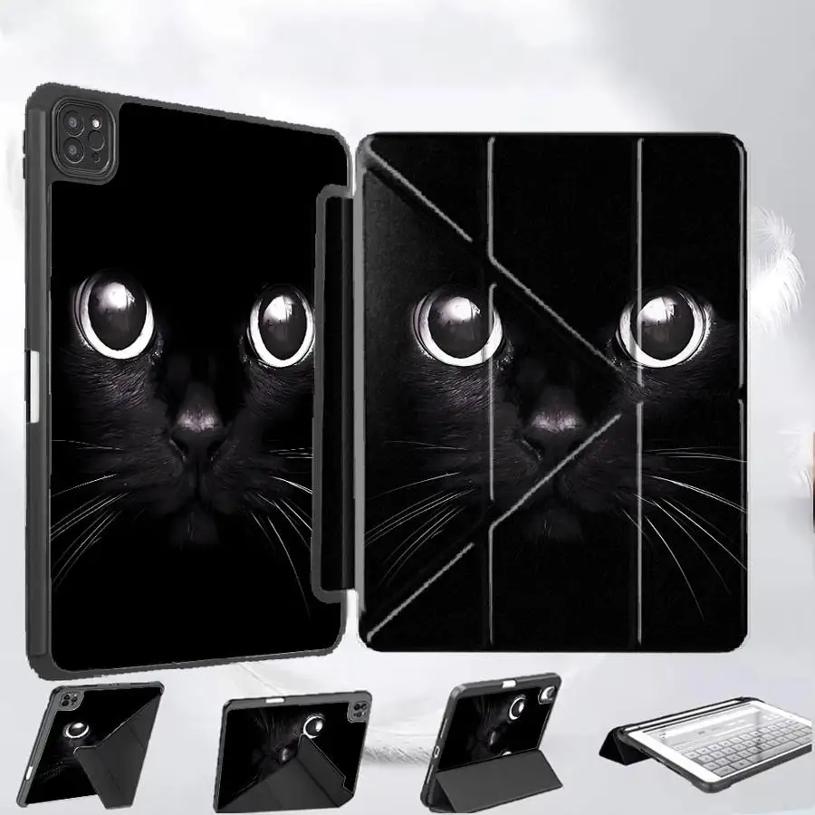 

Чехол для планшета с узором «Большие кошачьи глаза» для iPad Pro 2025, Air 4, 5, M3, M2, M4, 11 дюймов, Mini 6, 7, Pro 11-го, 10-го, 9-го, 8-го, 7-го поколений, 12.9 дюймов, с держателем
