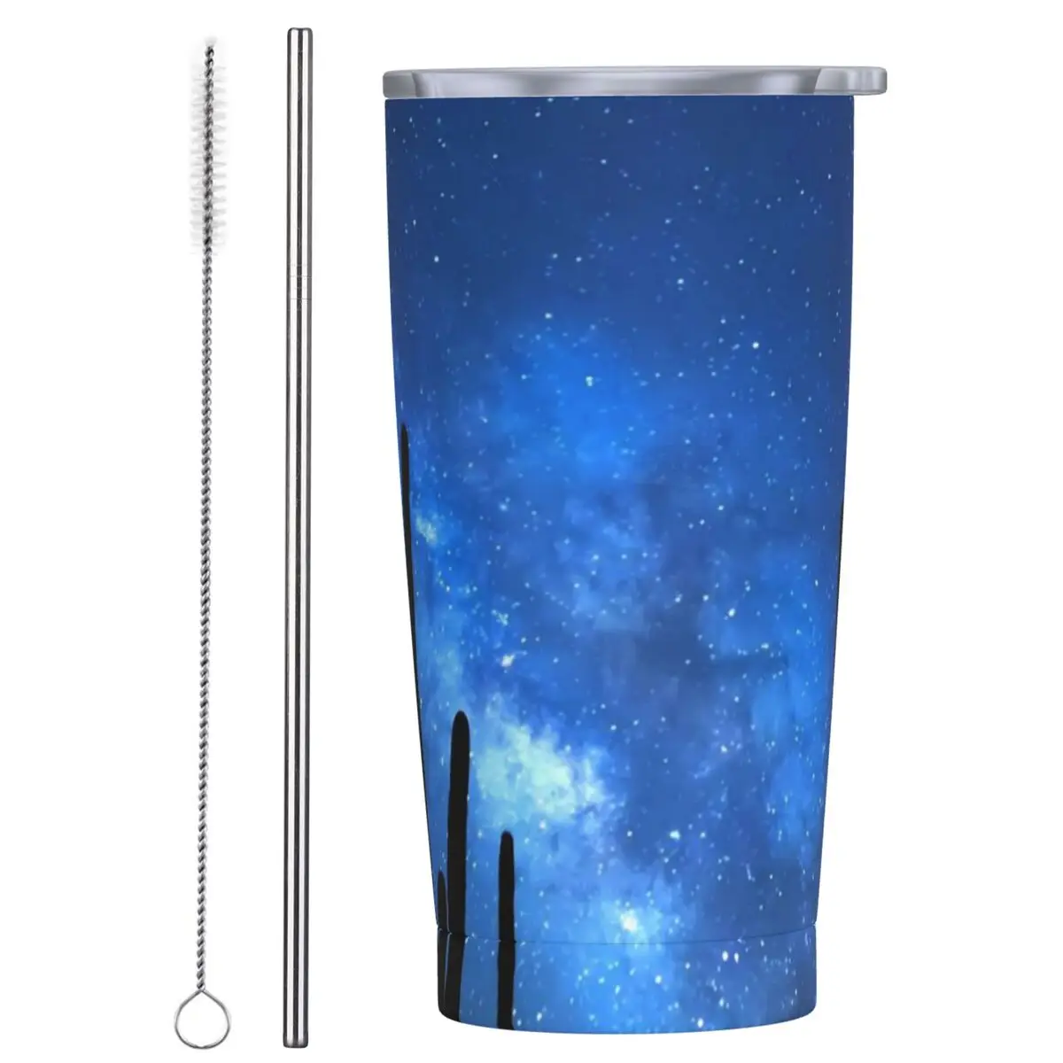 The Desert At Night Stainless Steel Tumbler Milky Way Driving Thermal Mug Straws and Lid 20oz Car Mugs Cold and Hot Water Bottle