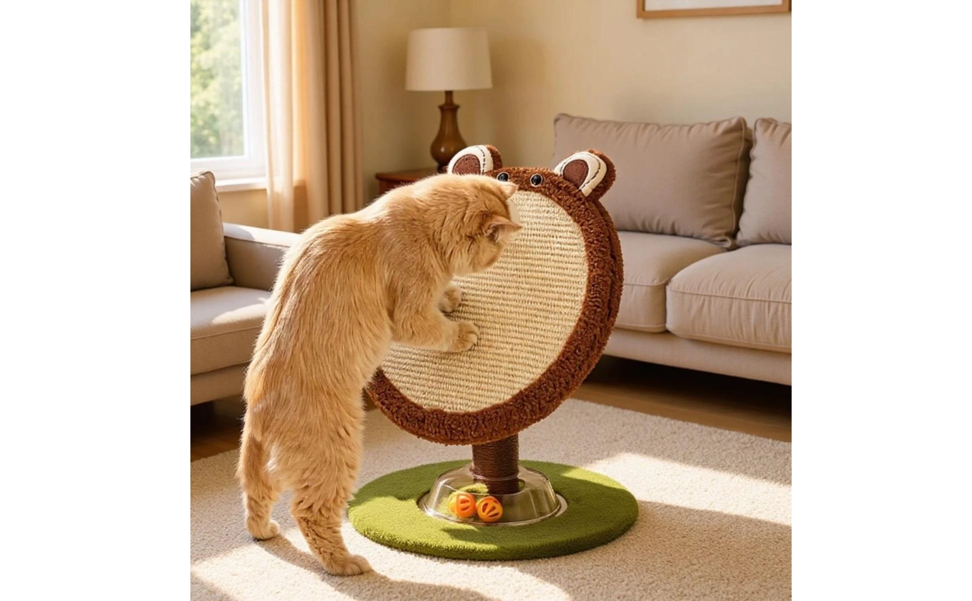 Cat Scratcher with Toy Balls Sturdy Cat Scratching Board Pet Furniture Indoor Non for Cats, Living Room