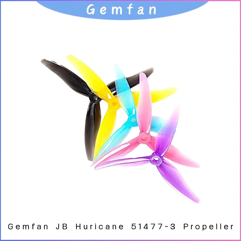 ใบพัด Gemfan JB Hurricane51477 ขนาด 5.1x4.77x3 นิ้ว 5 นิ้ว 3 ใบพัด 2 คู่ หมุนตาม/ต้านทิศเข็มนาฬิกา สำหรับโดรนแข่ง FPV Freestyle อัพเกรดมอเตอร์แบบไร้แปรงถ่าน