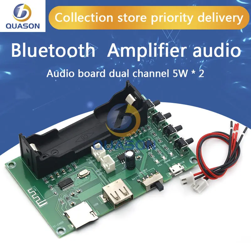 XH-A150 PAM8403 Bluetooth Amplifier audio Board 5W*2 Lithium Battery Singing Machine USB TF-Card Dual Channel Mini Speaker DIY