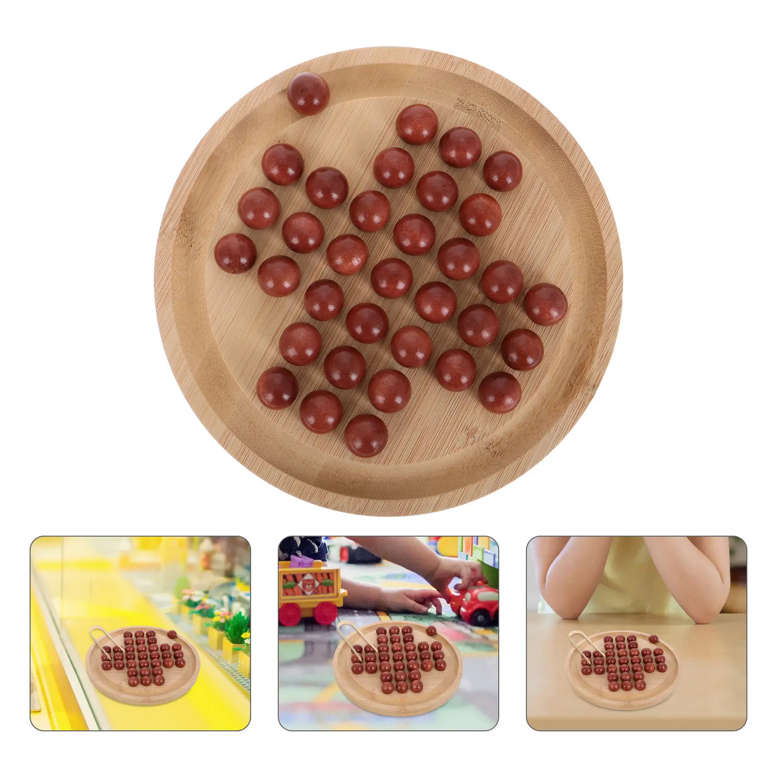

1Set Bamboo Single Player Chess Game for Kids Educational Thinking Skill Development Indoor Desktop Board Game Travel Portable