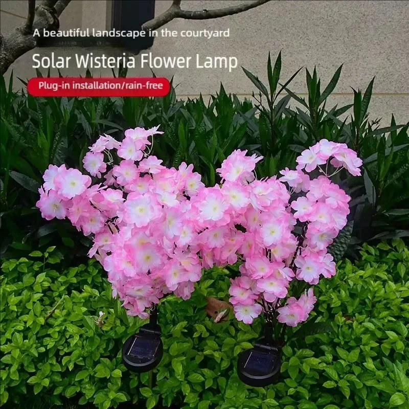 Outdoor Solar Lights Waterproof Hydrangea GardenStake Lights Realistic LED Flowers Powered Decorative GroundSolar Flower Lights