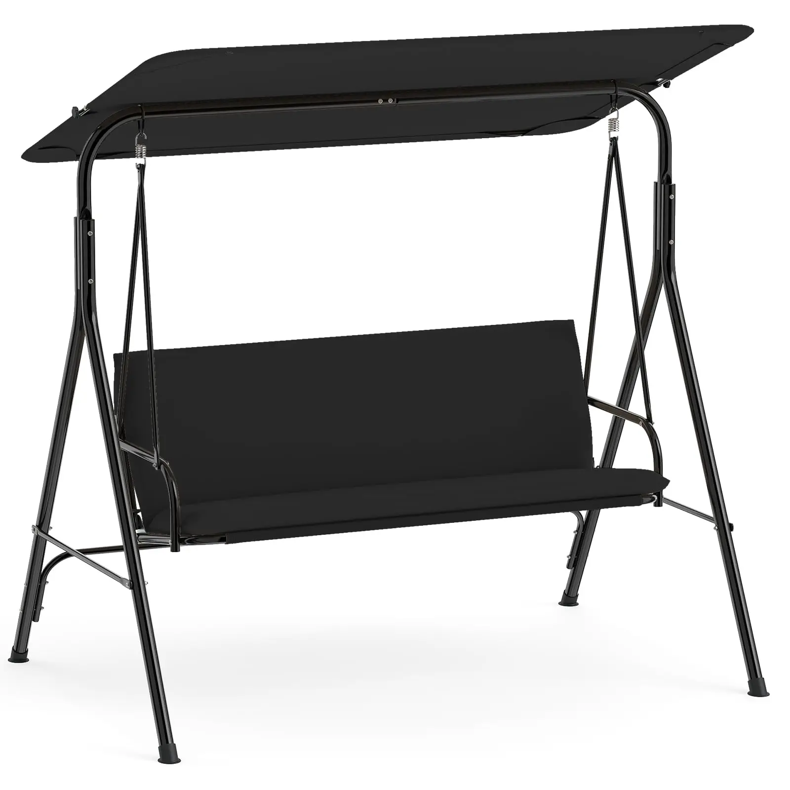 3 Person Porch Swing, Outdoor Swing with Removable Cushions, Solid Metal Structure, Patio Swing with Adjustable Canopy