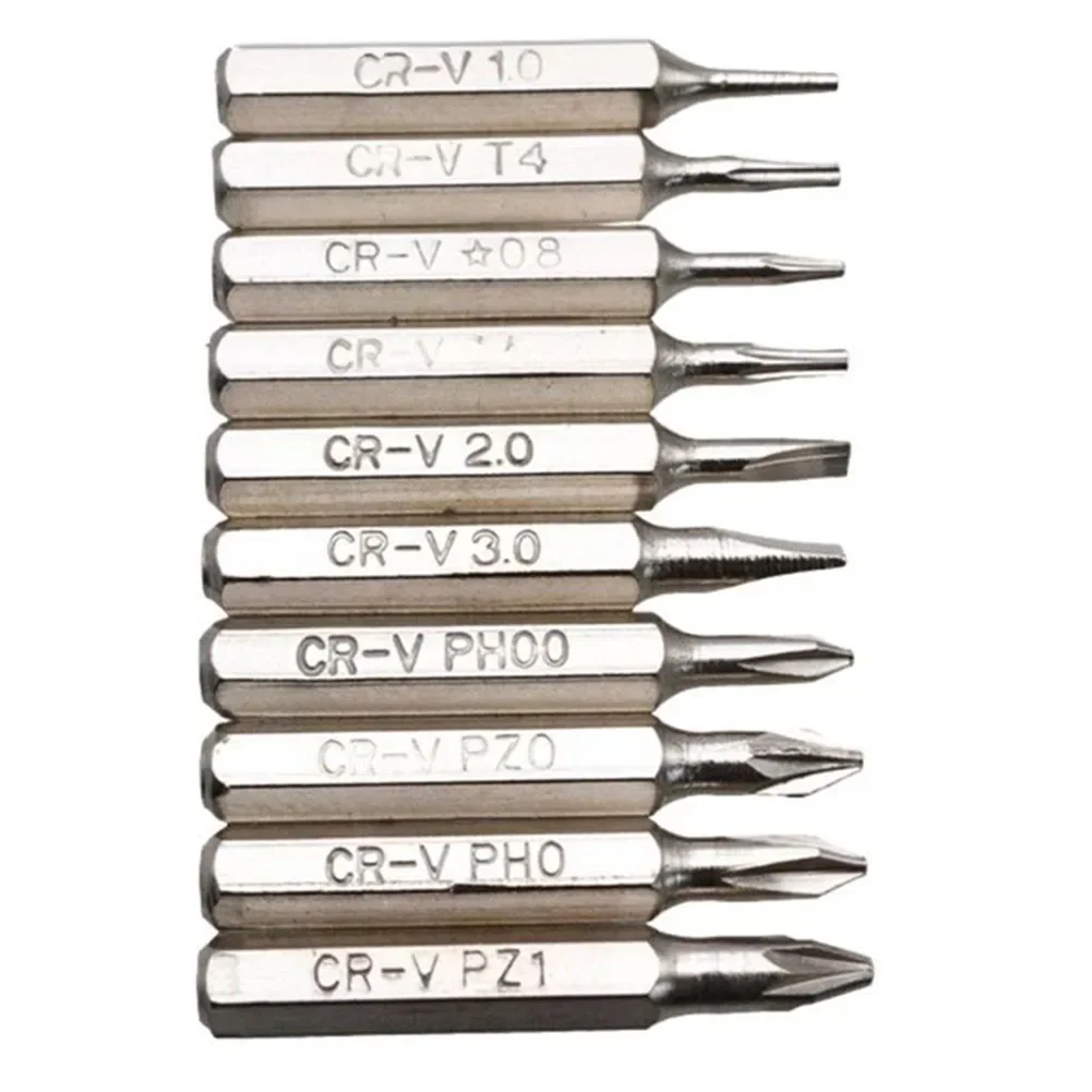 10pcs Screwdriver Bits 4mm Shank 28mm Torx Slotted Cross Head PH00/PH0/PZ1/PZ0/SL3/SL2/SL1/T5/T4 Driver Bit Manual Tool Parts