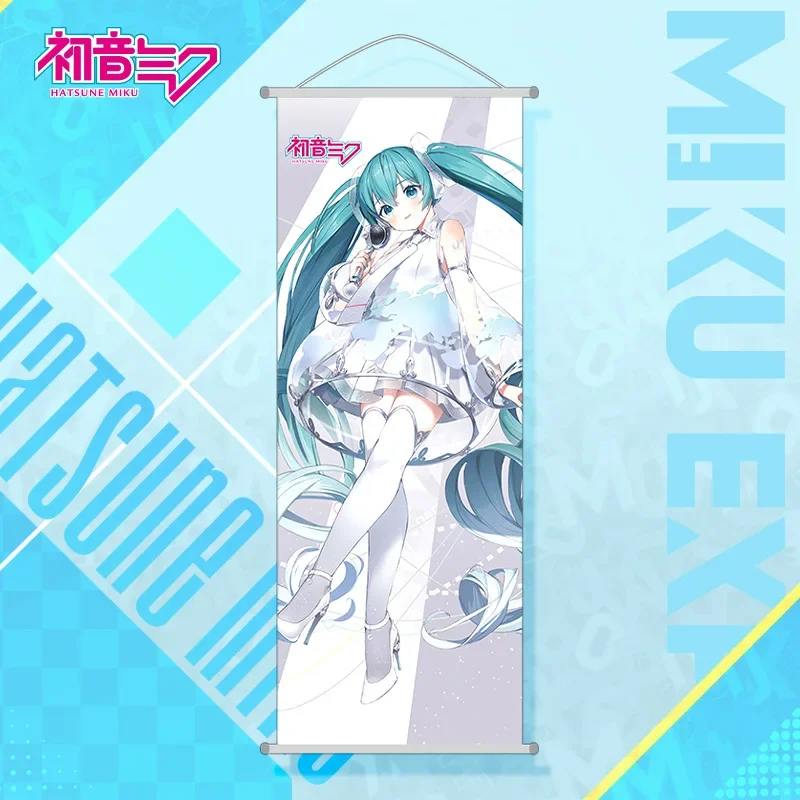 New Bandai Hatsune Miku 2D Peach Skin Scroll Poster Hatsune Miku Anime Peripheral Hanging Paintings Wall Decoration 25*70cm