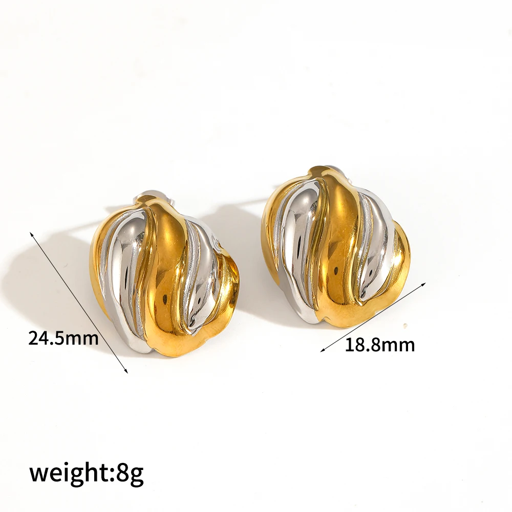 Wasserdichtes Set aus quadratischen, geometrischen Ohrsteckern aus Titanstahl in Gold- und Silberfarben, Damen, neues, klassisches Charm-Design, Schmuck – Detail 8