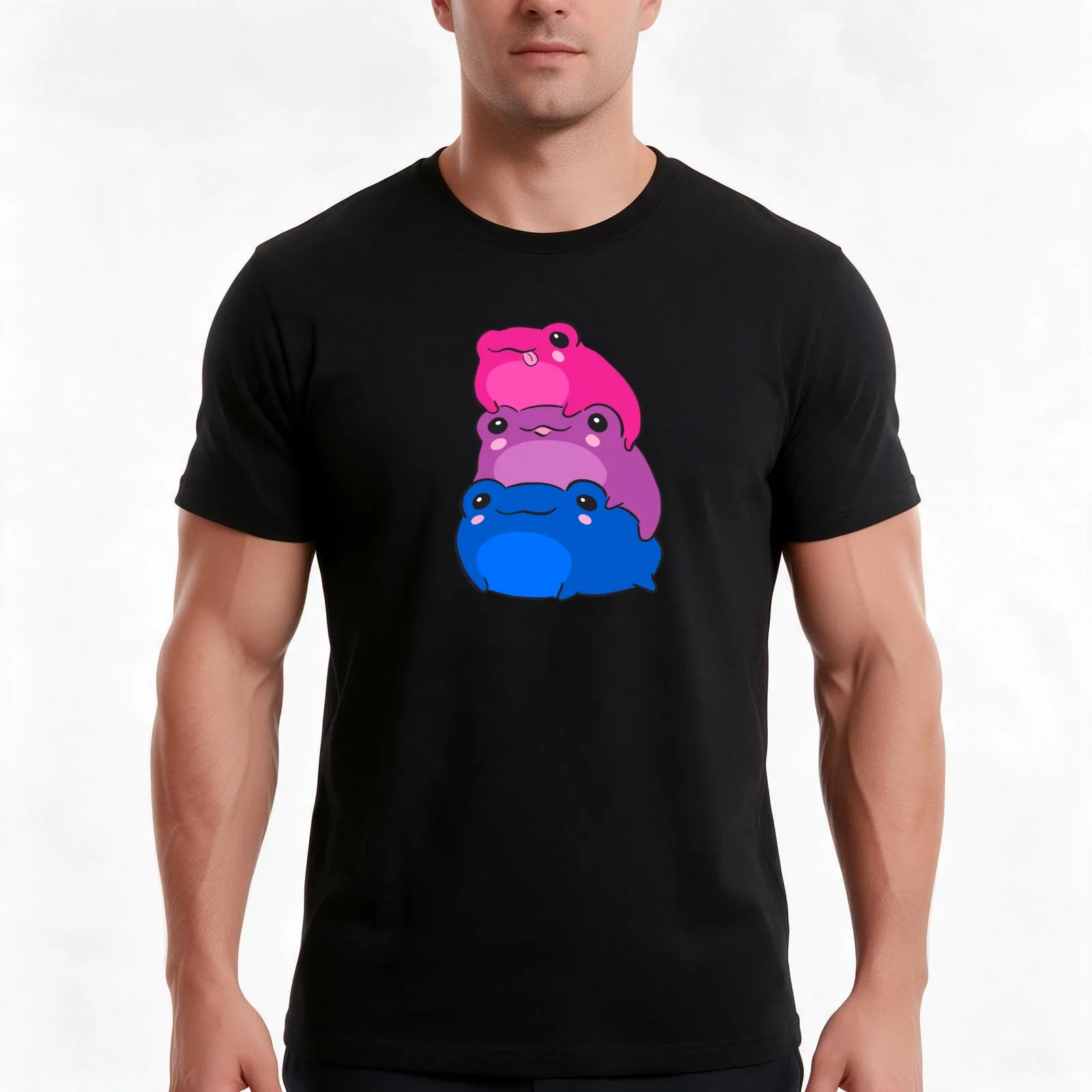 Subtle Bi Pride Frogs in Bisexual Flag Colors: A Vibrant LGBTQ Aesthetic Gift in Pink, Lavender, and Blue for Bisexualit T-Shirt