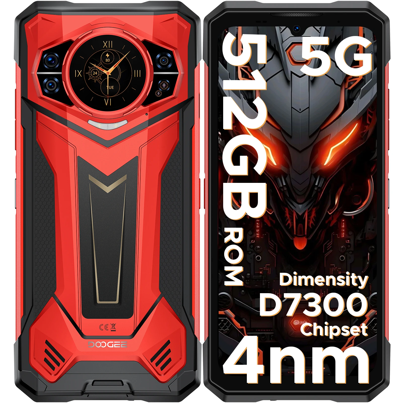 DOOGEE S200 Plus 5G AI Rugged Phone 1.32" AMOLED Display Android 15 11000mAh Battery 16GB 512GB 6.72'' Screen Dimensity 7300 NFC