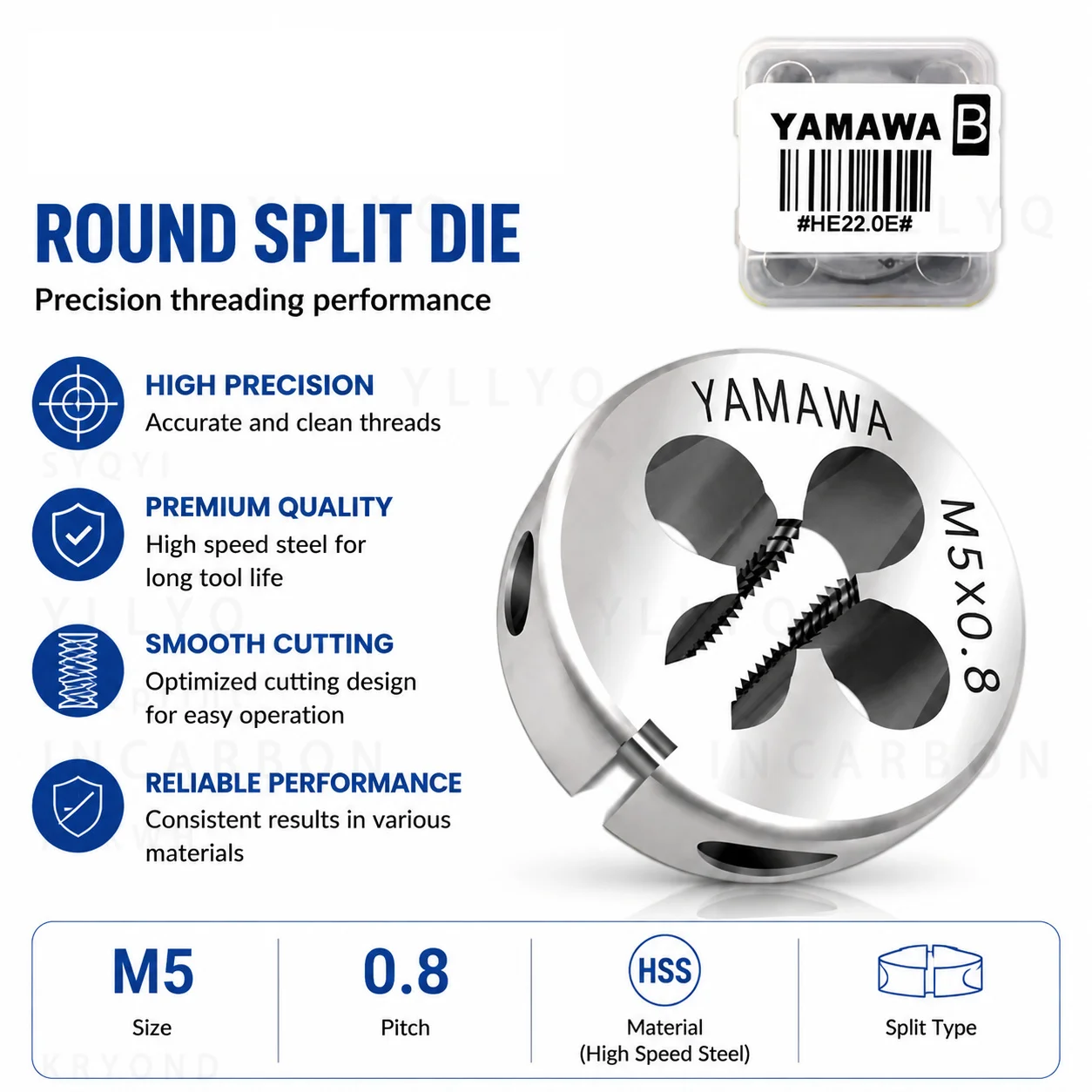 Japan YAMAWA HSSE Left Hand Round Die W Series 1/8-1/2 Machine Screw Threading Die for CNC Metal Cutting Tool