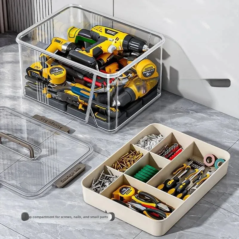 Multi-Functional Large Capacity Hardware Parts Organizer Box Handheld Storage Box Multi-Layer Home Tool Kit Storage Container