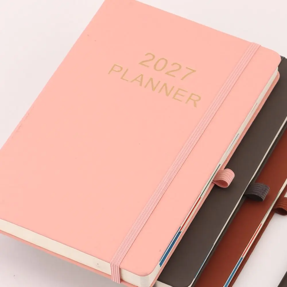 Portable A5 2027 Agenda Book To Do List Textured PU Daily Planner Book Planner Reminder Schedule Book Students