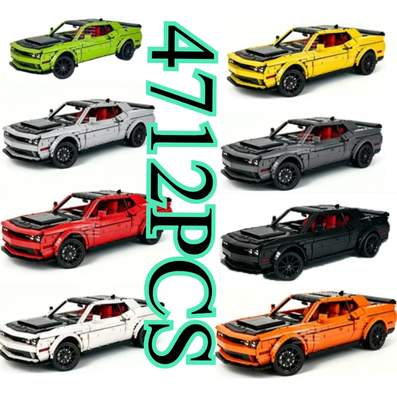 NEW 4712PCS Challenger SRT Hellcat  MOC Building Blocks American Muscle Car Model DIY Assembly Bricks Collection Toy For Adult