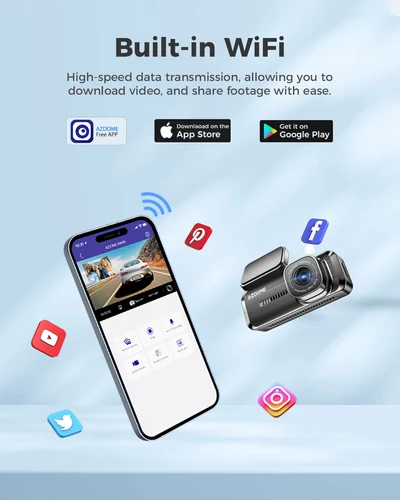 Imagen 2 del producto AZDOME M200 Dash Cam Control de voz en inglés 2K coche DVR WiFi cámara para vehículo visión nocturna G-Sensor 24H Monitor de estacionamiento