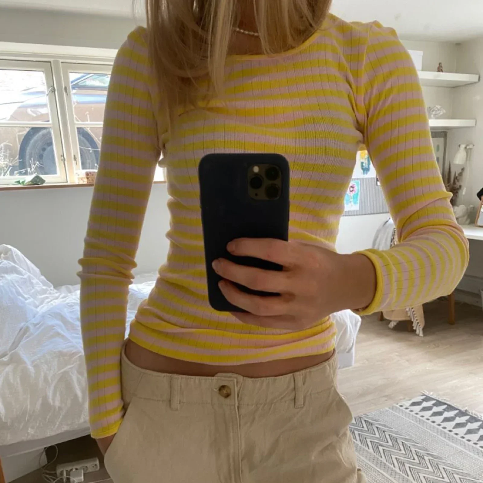 Vintage Preppy Style Y2K Crop Tops Clothes Cottage Striped Rib Knitted T-shirt Women Long Sleeve Casual Basic Tees Pullovers