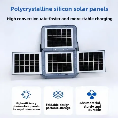 Solar Light Outdoor Camping Stall Light Charging Night Market Stall Lighting Four-fold Portable Floodlight