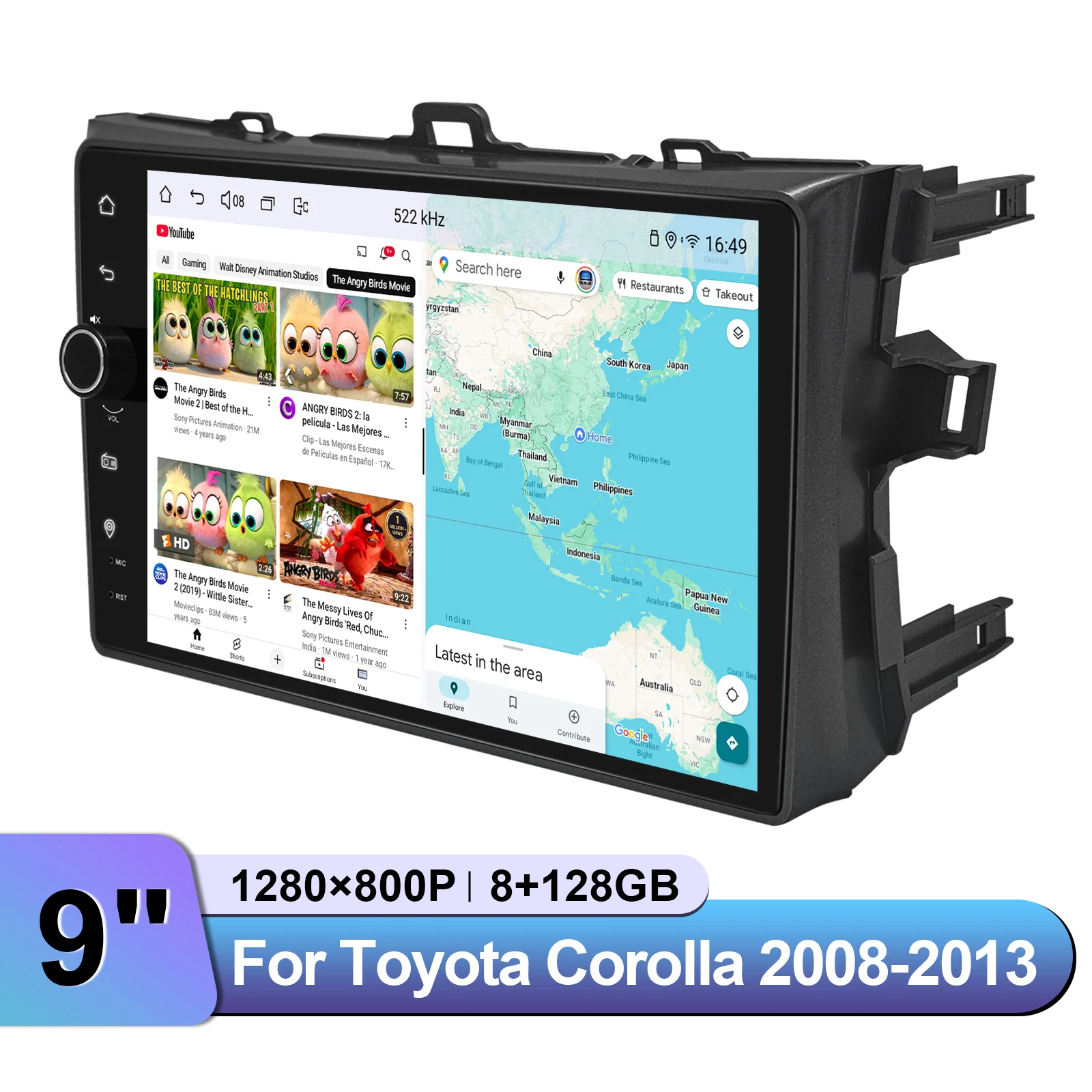 JOYING 9 بوصة HD تعمل باللمس راديو السيارة ستيريو لتويوتا كورولا 2008-2013 التوصيل والتشغيل يحافظ على عجلة القيادة OEM مع CarPlay