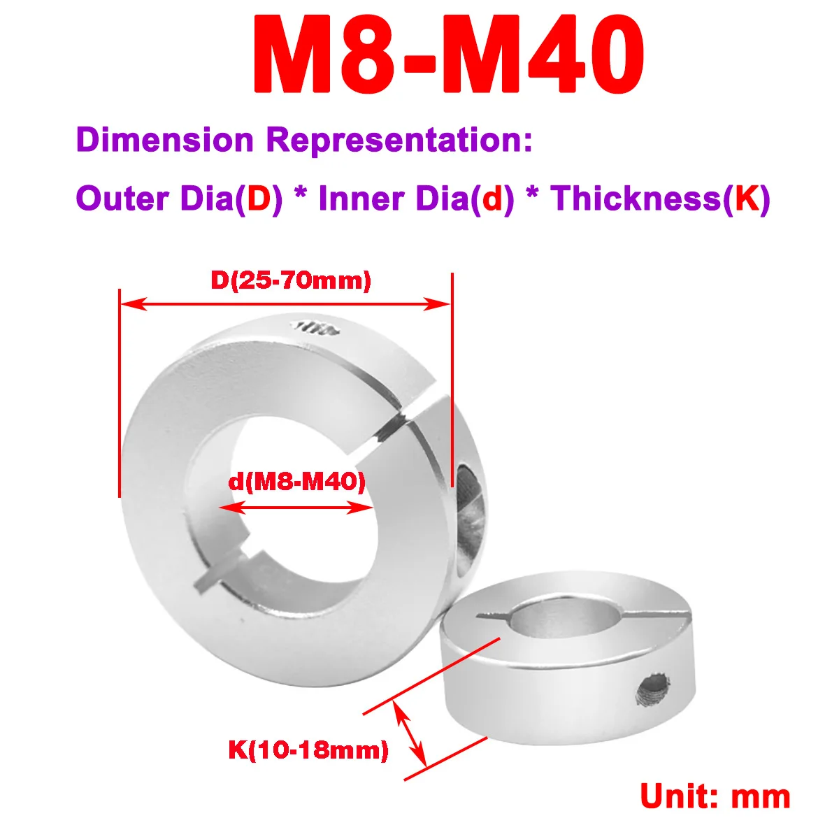 

Optical Shaft Fixing Ring Aluminum Alloy Open-Ended Shaft Retaining Ring Positioner / Thrust Locking Limit Ring