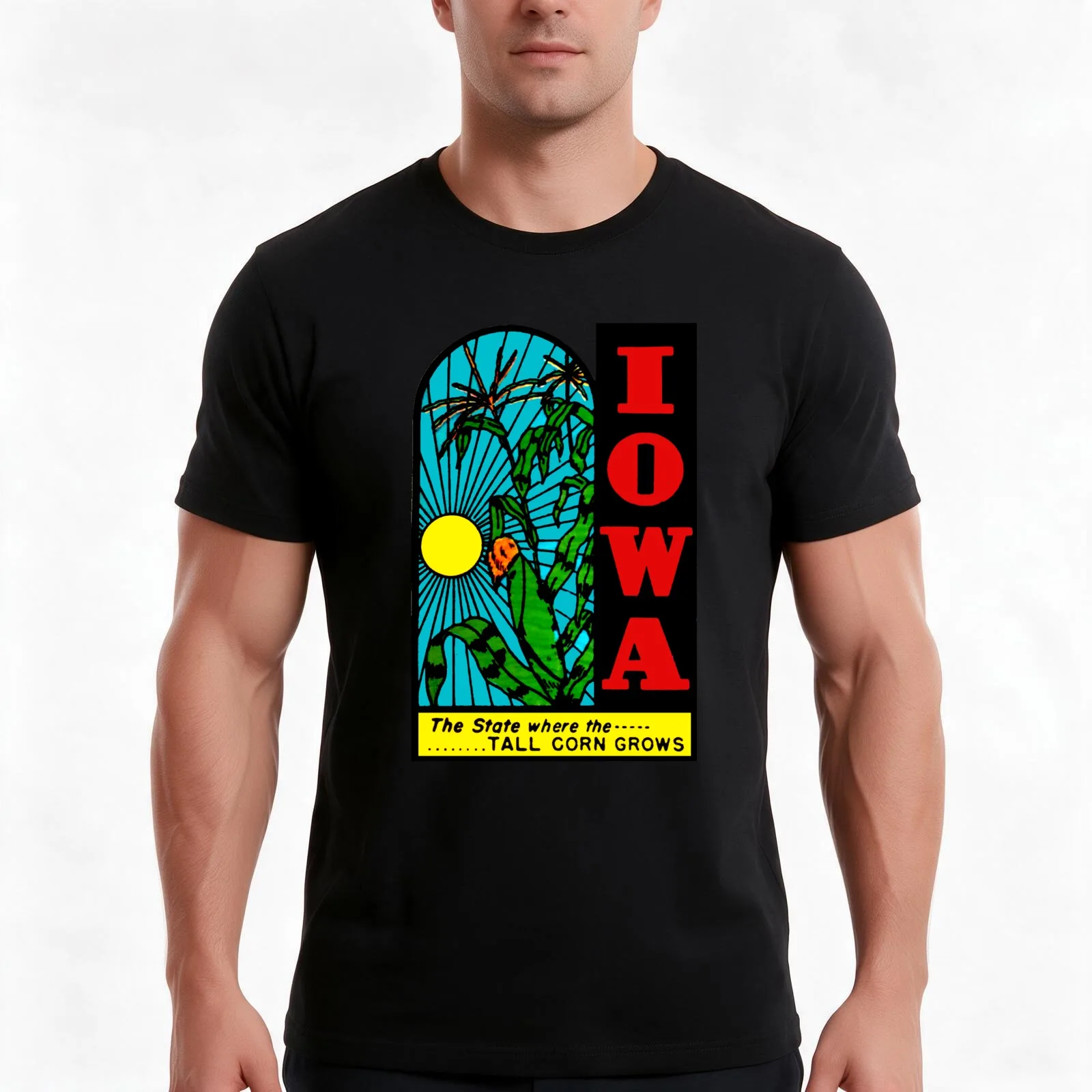 Iowa IA State Tall Corn Vintage Travel Decal T-Shirt Summer Casual Cotton Tee Oversized Streetwear Tops Vintage Graphic Print