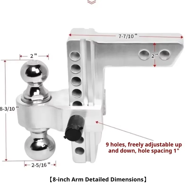 Solid Trailer Arm Ball Hook, Vehicle‑Modified Rear Bar, Motorboat Trailing Trailer Connector with Square Port