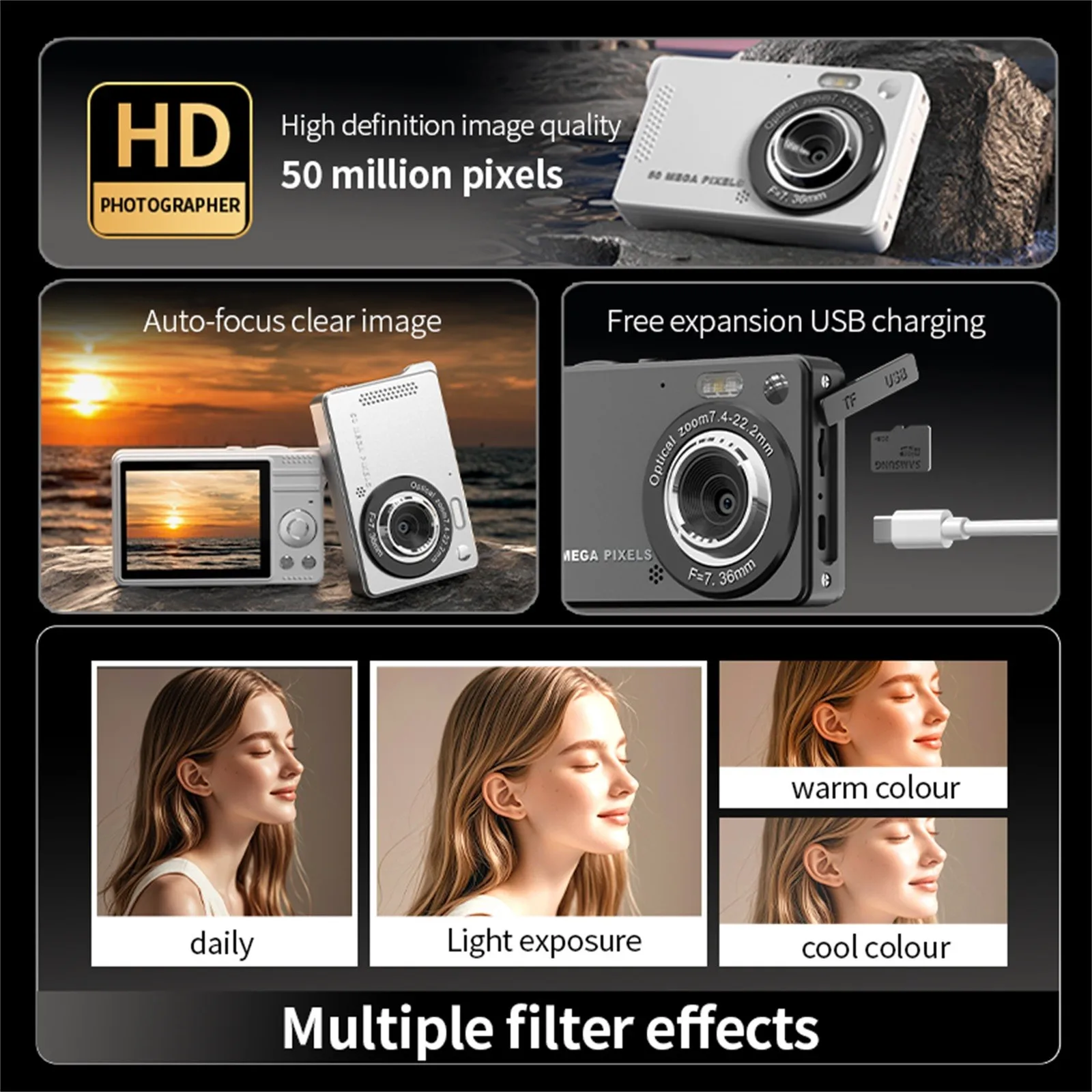 

Digital Camera, Entry Level Digital Camera, Daily Recording, Photography, Video Recording, Student Campus Camera,Birthday gifts