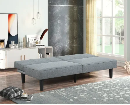 Mainstays Studio Futon Gray Linen Upholstery Folding Sofa Bed home furniture living room furniture