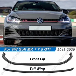 For Volkswagen Golf 7.5 MK 7.5 GTI 2017-2020 TCR Front Bumper Splitter Lip Spoiler Rear Roof Spoiler Wing Bodykit Gloss Black