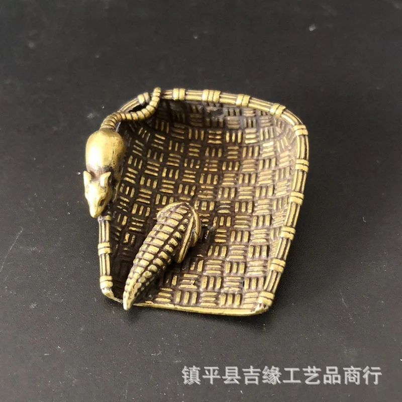 Brass Mini Ornaments Desktop Copper Hanging Decoration Zodiac Rat Dustpan