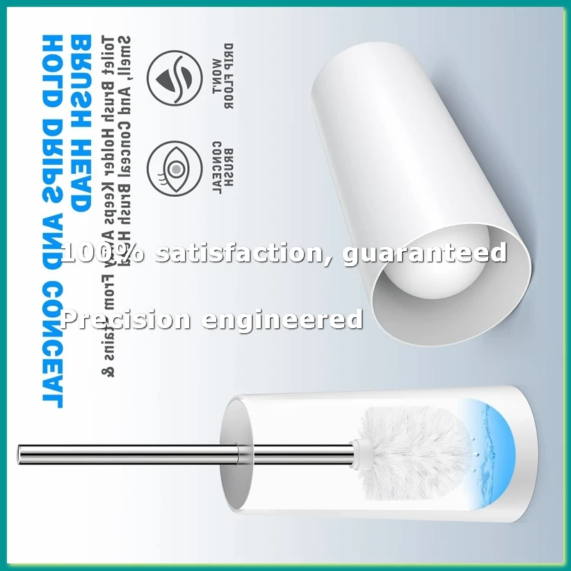 Toilet Brush and Holder, 2 Pack Toilet Brush with 304 Stainless Steel Long Handle, Toilet Bowl Brush White-A09G