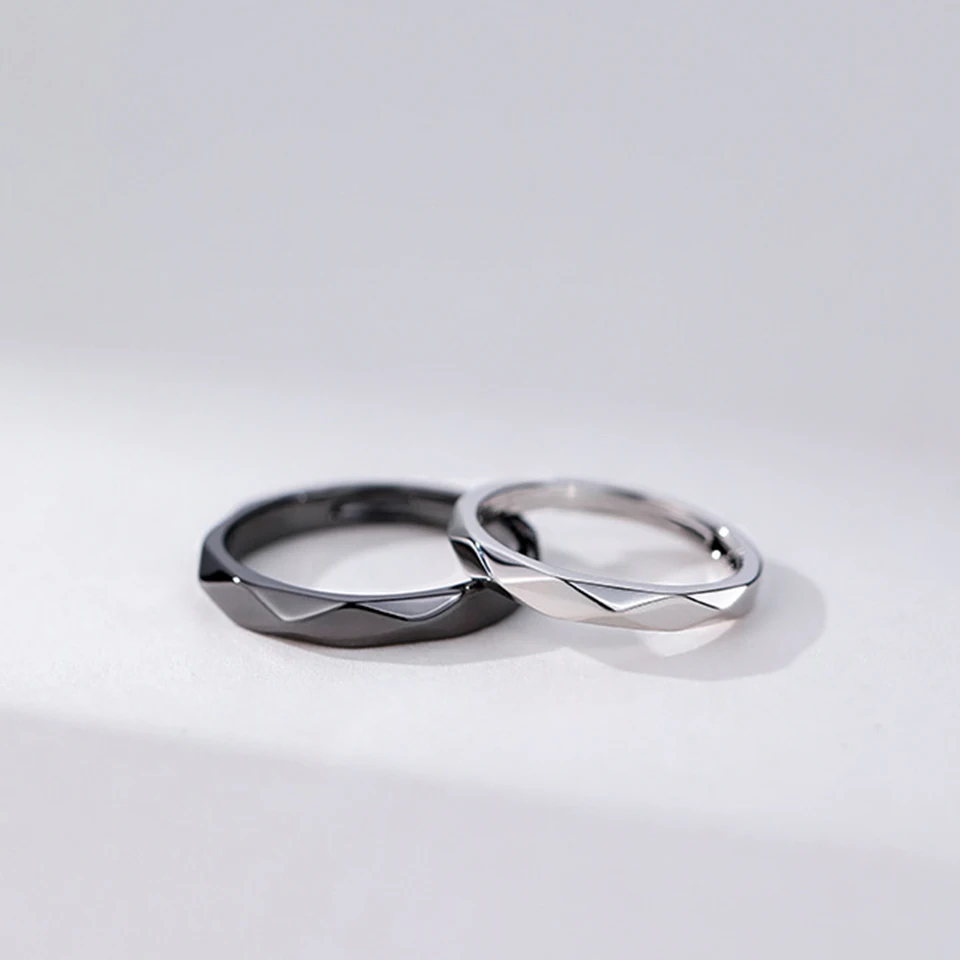 Mode Schwarz Weiß Ring Geometrische Unregelmäßigkeit Glatte Paar Einstellbare Ringe Einfachheit Student Party Schmuck – Detail 3