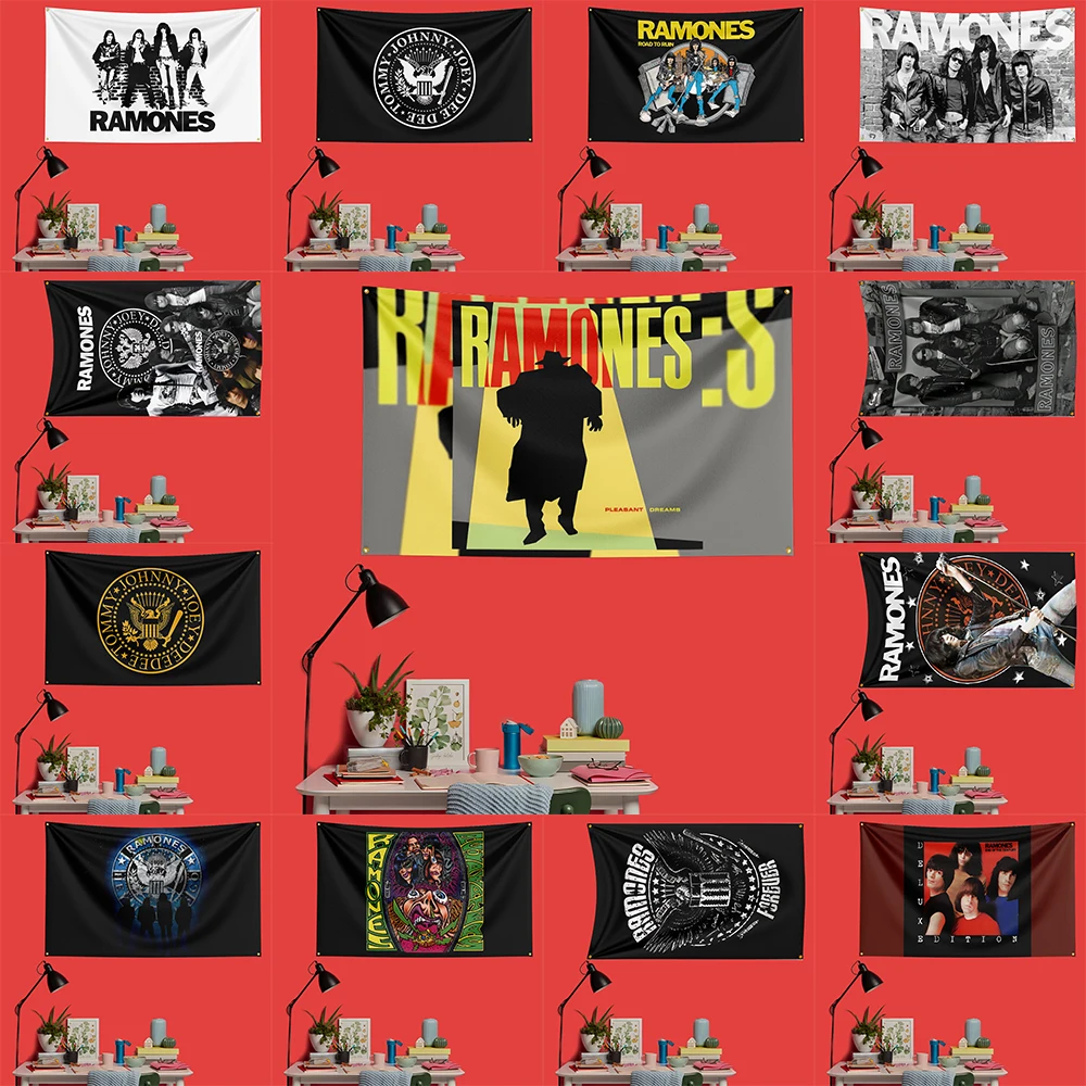 Ramones Punk Rock Flag 3x5 FT 90x150cm Polyester Decorative Banner Tapestry For Music Fans Bedroom Wall Decoration