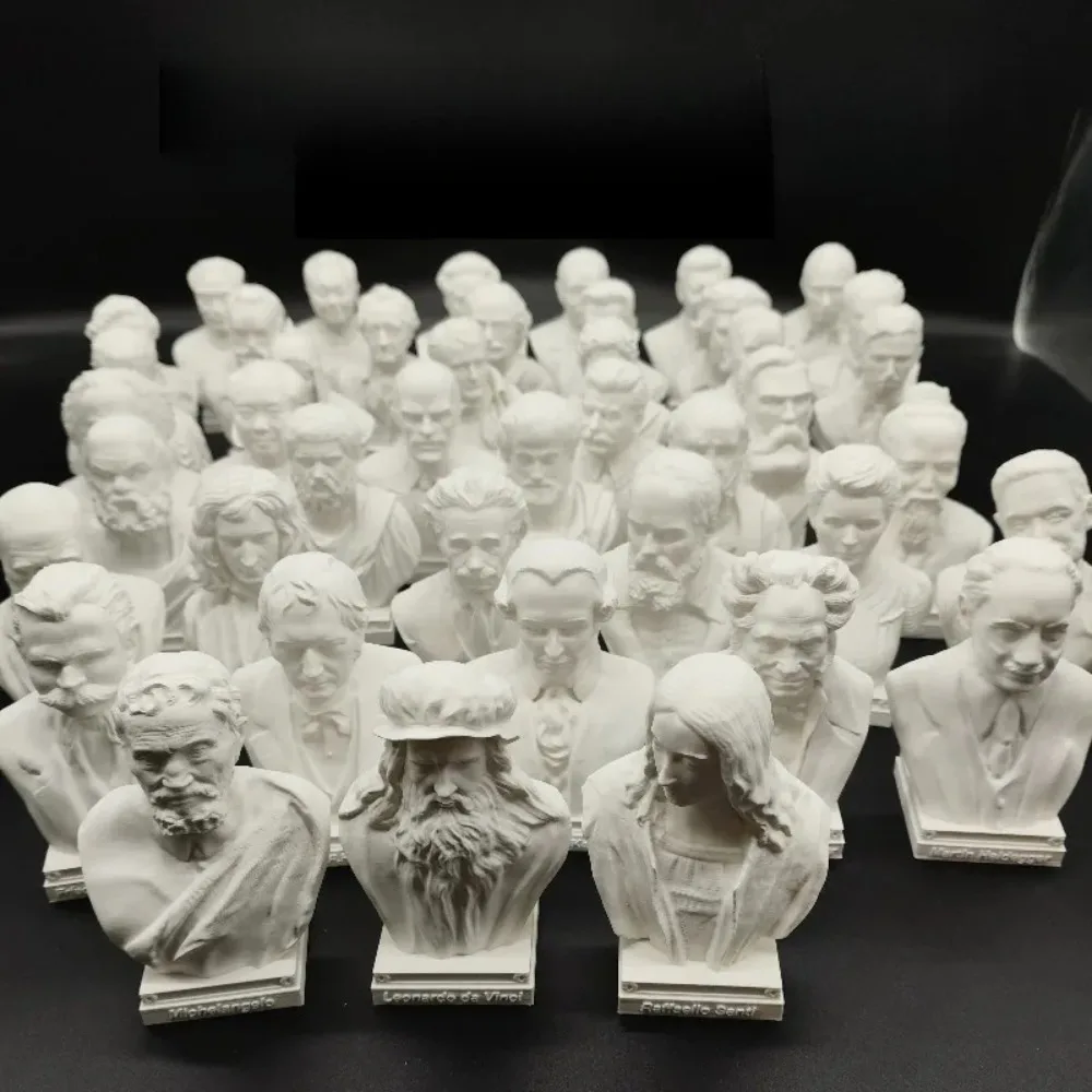 The Three Masters of The Renaissance Leonardo Da Vinci, Michelangelo, Raphael 3D Printed Bust Model Resin Figurines Decor Crafts