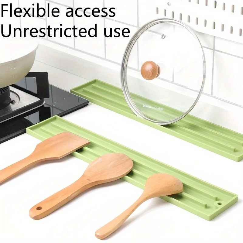 Tapa de olla de cocina, soporte organizador de espátula, almohadilla de drenaje de fregadero de silicona, escurridor de botellas, estante de soporte, bandeja antideslizante de hendidura estrecha