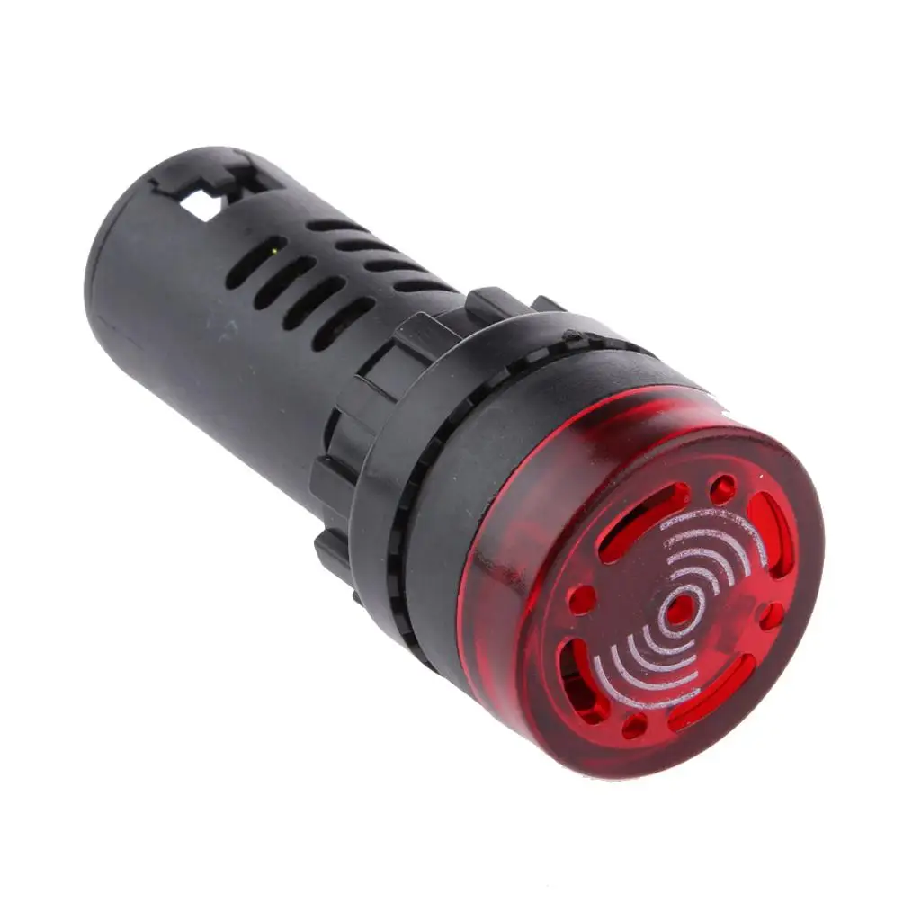 Panel Mount LED Signal Light with Buzzer Alarm 22mm Red Flashing Beacon for Electrical Cabinet Warning and Alert