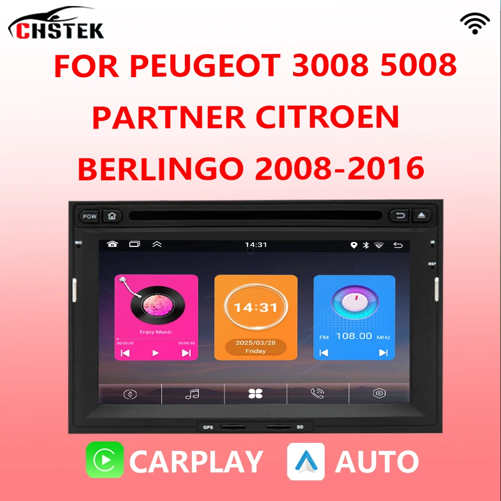 

CHSTEK Car Radio Multimedia Carplay For Peugeot 3008 5008 Partner Citroen Berlingo 2008-2016 Bluetooth Navigation Wireless Auto
