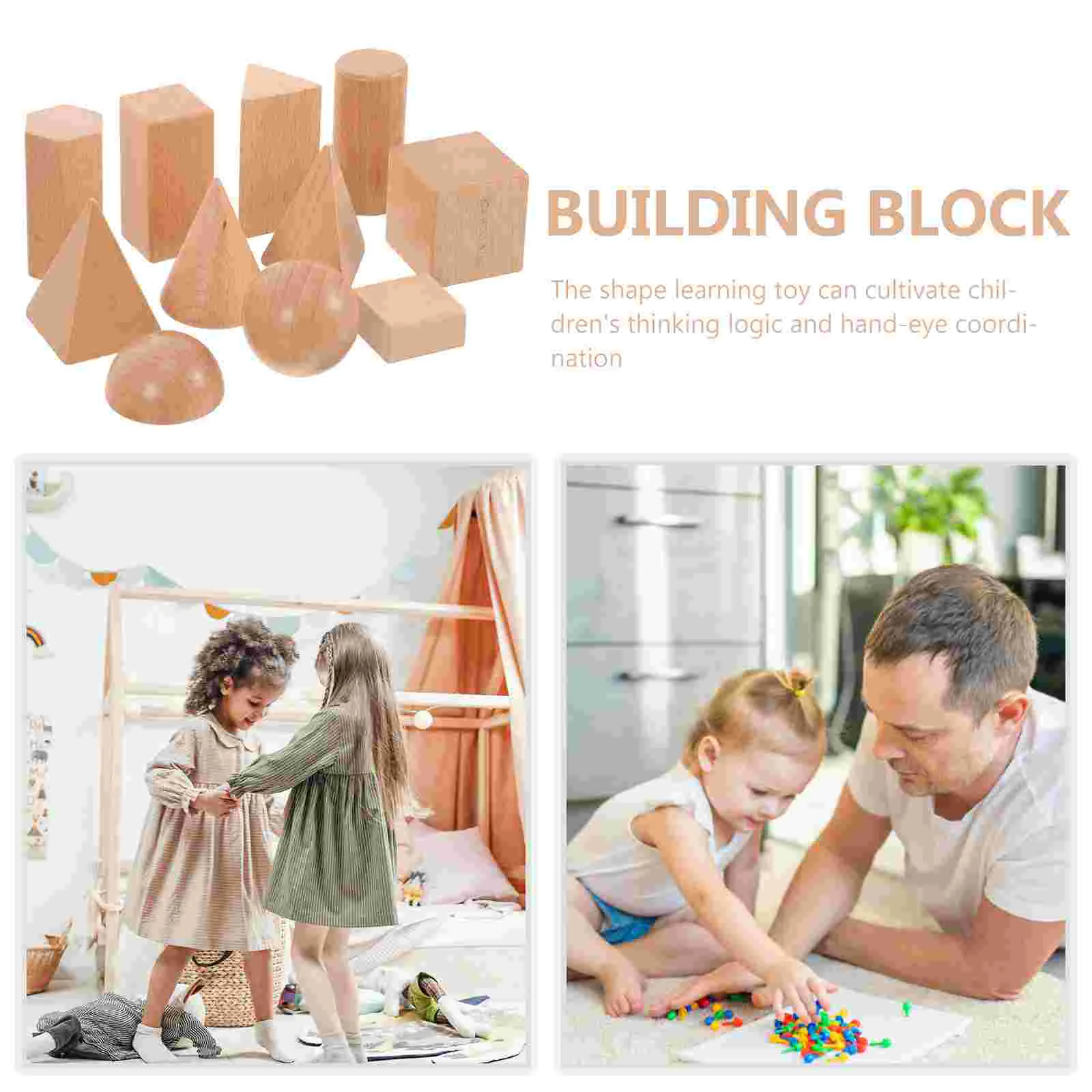 Geometric Model Wooden Shape Matching Toy Building Blocks Interesting Learning Household Funny Preschool