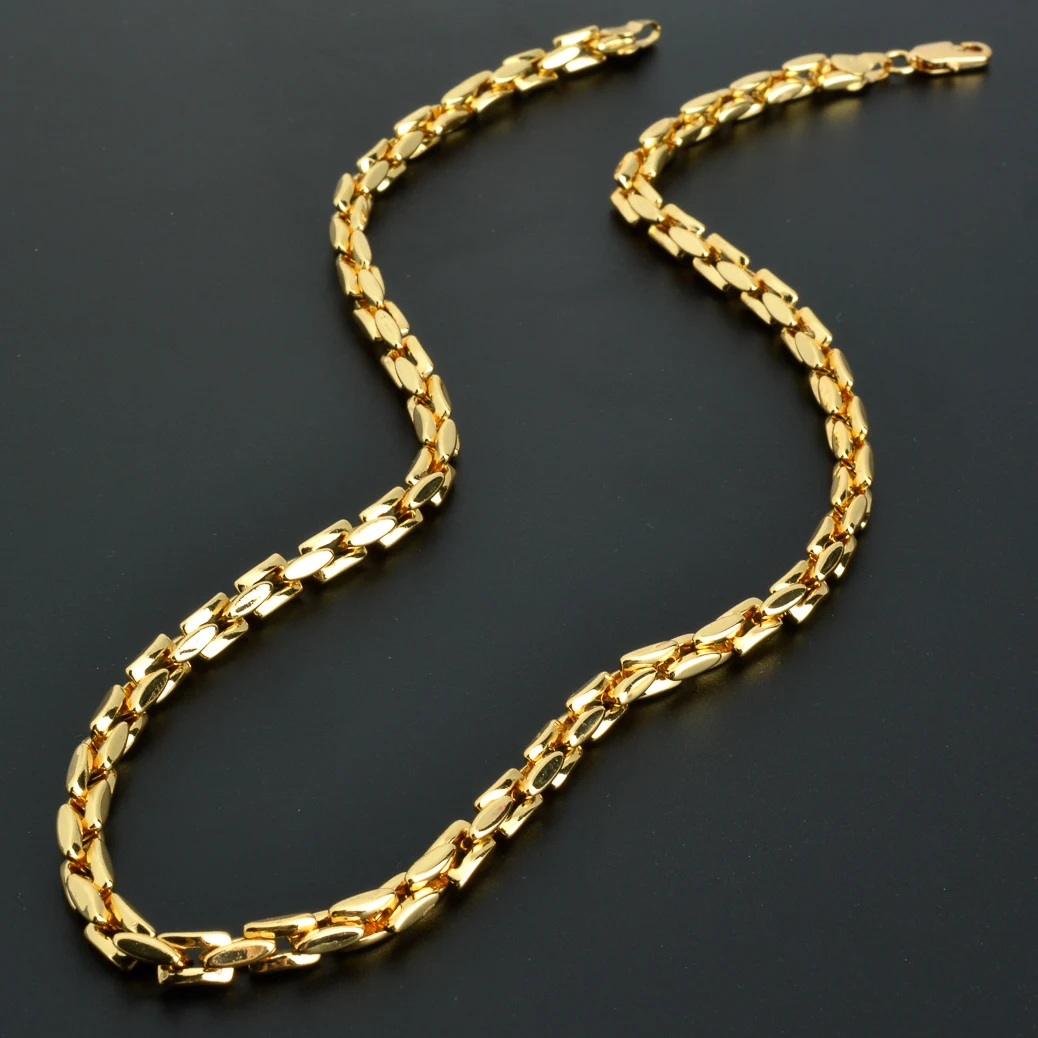 Hiphop Punk Curb Cuban Link Chain Necklace for Women Man Statement Italian 18K Gold Color Choker Trendy Daily Wedding Party Gift